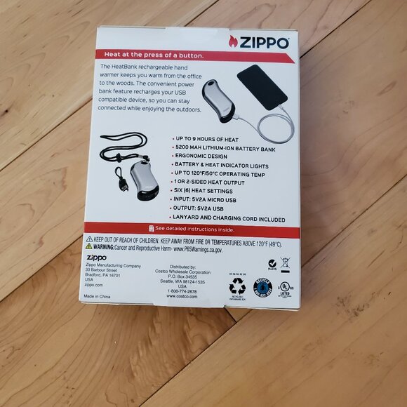 NEW Zippo Silver HeatBank 9s Rechargeable Hand Warmer & Power Bank - Picture 5 of 5